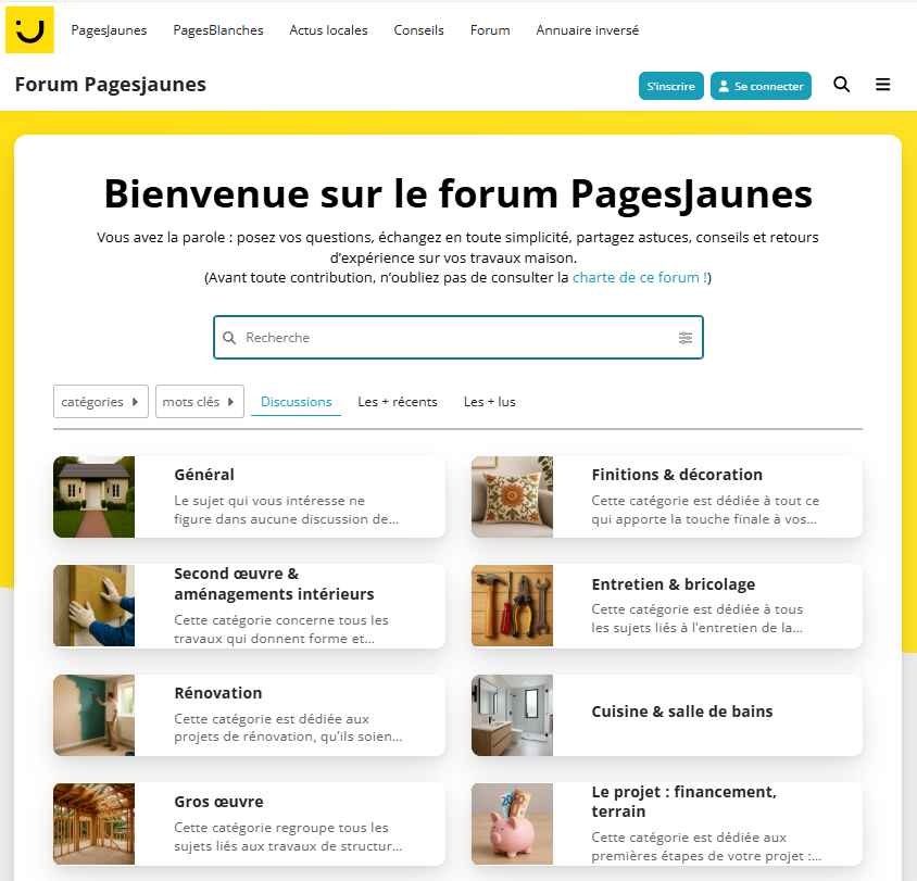 Parmi les nouveautés pagesjaunes, le Forum est dédié aux échanges de conseils, témoignages et expériences entre particuliers et professionnels.