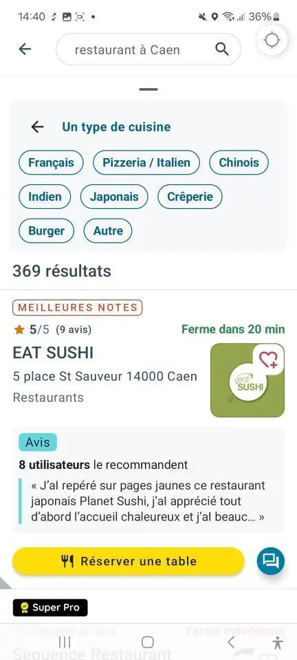 Affichage du deuxième niveau de recherche par le besoin en liste réponse
